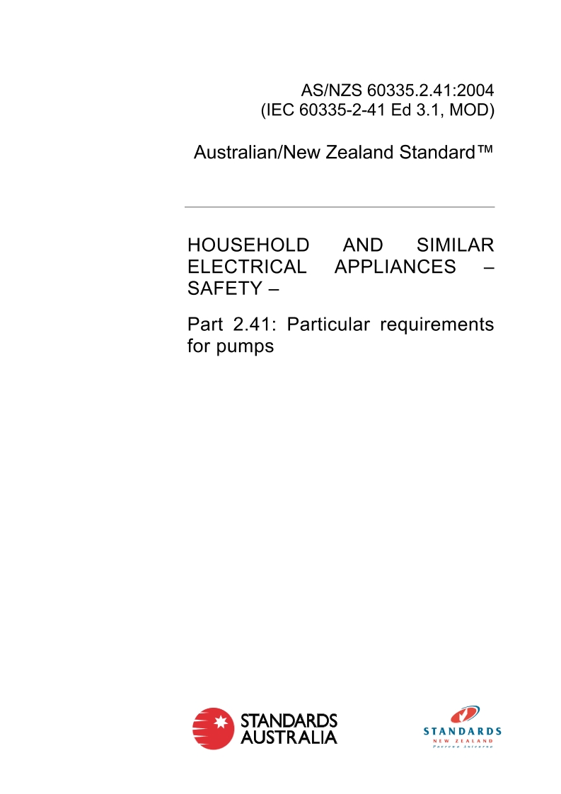 AS/NZS 60335.2.41:2004