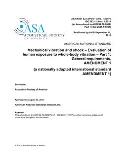 ASA S2.72/Part 1 Amd. 1-2010/ISO 2631-1 Amd. 1:2010 (R2018)