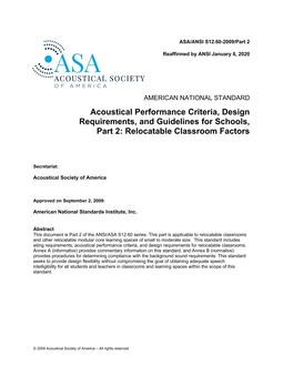 ASA S12.60 Part 2